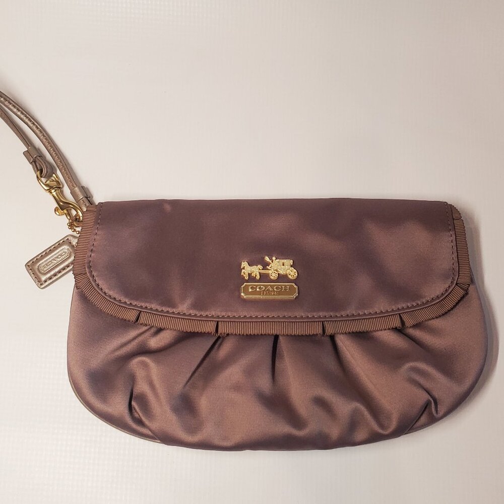 Satin Coach Heritage Wristlet